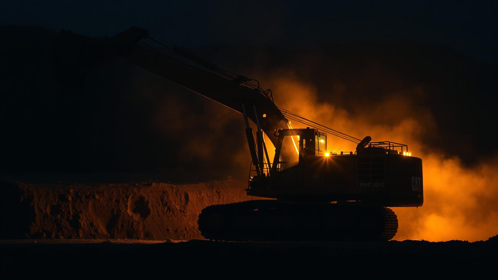 Mining excavator at work